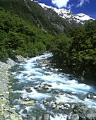 Scenic hollyford river, Fiordland, New zealand.