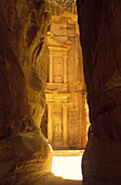 Treasury from siq gorge, Petra ruins, Jordan.