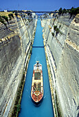 Ship, Corinth canal, Isthmus of corinth, Greece.