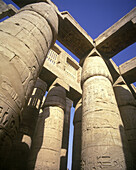 Columns, Great hypostyle hall, Great amun temple, Karnak, Luxor ruins, Egypt.