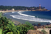 Lighthouse, Kovalam, Kerala coastline, India.
