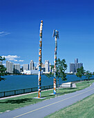 Totem poles, Odette sculpture park, Windsor, Ontario, Canada.(detroit rear).
