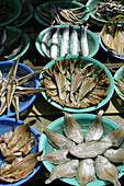 Dried fish for sale at a seafood market near Yeongjongdo pier, Incheon, Gyeonggi-Do, South Korea