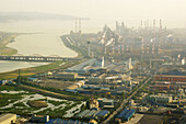 Aerial view of steel industrial complex, Pohang, South Korea