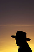 Man in Akubra at Sunrise, Mount Buffalo National Park, Victoria, Australia