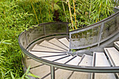 Spiral staircase at La Brea Tar Pits. Los Angeles, California. USA.