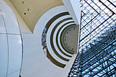 The ceiling of the atrium at the John Fitzgerald Kennedy Library designed by the architect I.M. Pei, Dorchester. Massachusetts, USA