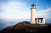 North Head Lighthouse at Fort Canby State Park. Washington State Coast. USA