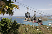 Skyride, cable car, Charlotte Amalie Harbor, Caribbean Sea. Paradise Point. St. Thomas. US Virgin Islands.