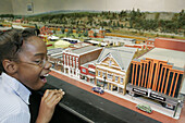 Alabama, Gadsden, Willow Avenue, Center for Cultural Arts, model train, miniature town, Black girl