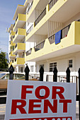 Sign, for rent, condominium, apartments. South Beach. Miami Beach. Florida. USA.