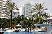 Florida, Miami Beach, Collins Avenue, Raleigh Hotel, swimming pool, guests, high rise condominiums