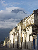 Colonial architecture with Volcano in background in Antiqua, Guatemala