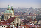 View of Mala Strana (old town) and St. Nicholas Church dome. Prague. Czech Republic