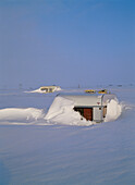 Snow covered caravans