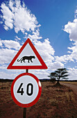 Warning signs for leopards. Okonjima. Namibia