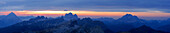 panorama from summit of Lagazuoi, Dolomitens, Cortina d´Ampezzo, Venetia, Italy: Antelao, Croda da Lago, Monte Formin, Pelmo, Nuvolau, Averau, Civetta