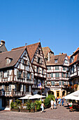 Rue des Marchands, Fachwerkhäuser in der Altstadt, Colmar, Elsass, Frankreich