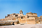 View at the citadel under blue sky, Victoria, Gozo, Malta, Europe