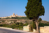 View over a country road at the town of Mdina, Malta, Europe