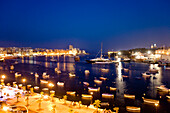 View at the illuminated promenade at Marsamxett Harbour, Sliema Creek, Sliema, Malta, Europe