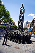 Castellers statue, Rambla Nova, Tarragona, Catalonia, Spain