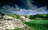 Masonry altars. Maya ruins of Altun Ha. Belize