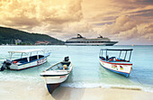 Cruise ship and local boats. Jamaica