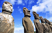 Moais at Ahu Tongariki. Easter Island. Chile