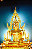 Gold buddha at temple Wat Benchamabophit. Bangkok. Thailand