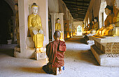 Monk in temple. Amarapura. Mandalay. Myanmar (Burma).