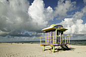 Usa. Florida. Miami Beach. South Beach. Art deco district. Lifeguard post in south beach