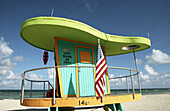 Usa. Florida. Miami Beach. South Beach. Art deco district. Lifeguard post in south beach