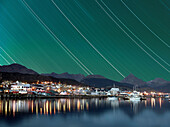 Argentina. Patagonia. Tierra del Fuego. The city of Ushuaia in the night.