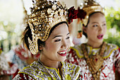 Thai dancer with old Thai costume at Erawan Shrine Temple. Bangkok, Thailand