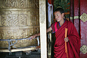 Buddhitst monk in Jokhang Monastery, Lhasa. Tibet