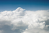 Clouds in the sky, view from above (airplane window)