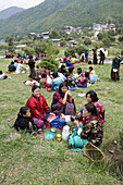 Picnic during Thimpu Buddhist Festival (Tsechu). Bhutan