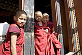 Bhutan. Paro. Paro Dzong Monastery. Little buddhist monks.