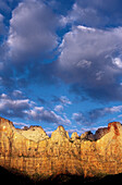 Dawn light on the Towers of the Virgin, Zion Canyon, Zion National Park, Utah