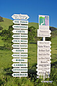Sign directing visitors to the various wineries in the Santa Ynez Valley, Santa Barbara County, California