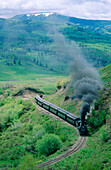 Cumbres and Toltec Scenic Railroad, steam train. New Mexico. USA