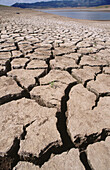 Cracked earth in dry dam