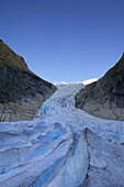 Blue ice, Glacier Briksdalsbreen, Jostedalsbreen NP, Sogn og Fjordane, Norway, Scandinavia, Europe.