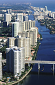 Condos on Intracoastal waterway, Miami, florida, USA