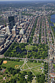 Boston Common and Back Bay, Aerial view, Boston, Massachusetts. USA.
