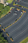 Parking lot, aerial view, Billerica, Massachusetts. USA.