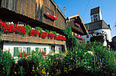 Houses and church. Wackersberg, Isarwinkel. Bavaria, Germany