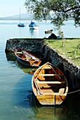 Small harbour on Fraueninsel ( Womens Island ) at Chiemsee. Chiemgau, Bavaria. Germany