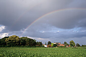 Rainbow. Wegberg, Lower Rhine, North Rhine Westphalia, Germany, Europe.